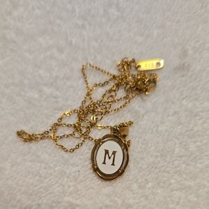 Gold Initial 'M' Pendant Necklace - K18 Marked